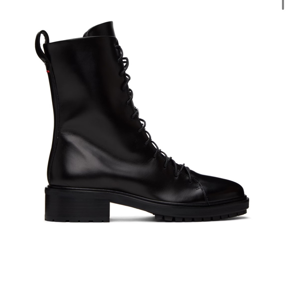 Like New Condition Aeyde Isa Black Lace-Up Combat Boots